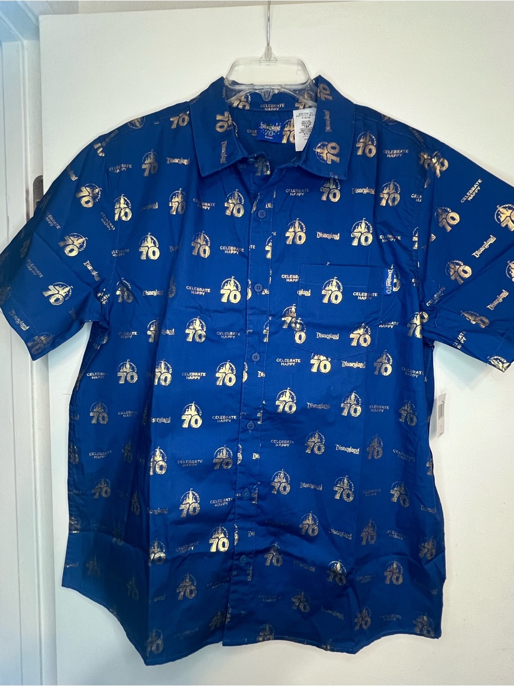Disney Blue 70th Anniversary Short-Sleeve Button-Down Shirt